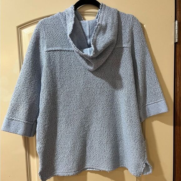 SOFT SURROUNDINGS Cozumel Soft Hooded Pullover Blue Women’s Size Small - Picture 2 of 5